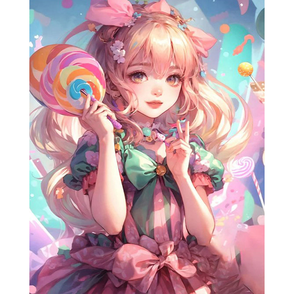 Lollipop Girl - Full AB Round Drill Diamond Painting 40*50CM