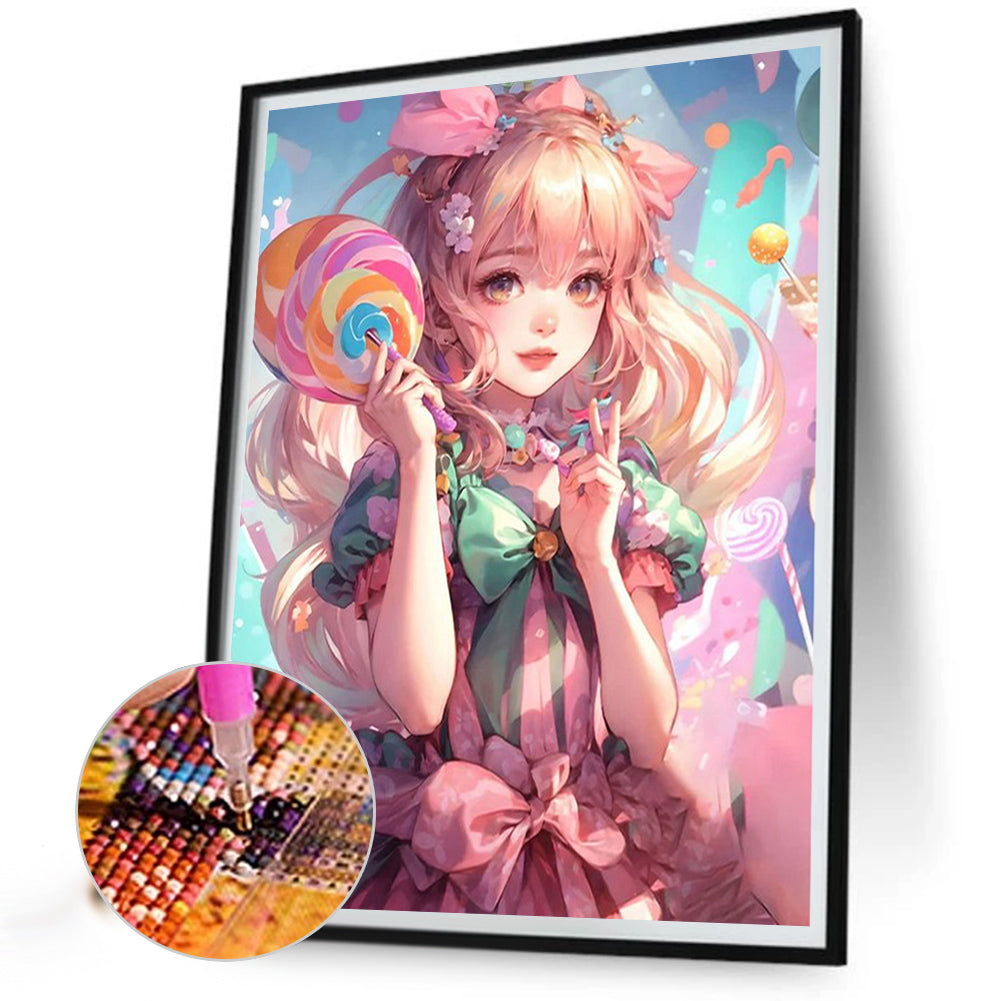 Lollipop Girl - Full AB Round Drill Diamond Painting 40*50CM