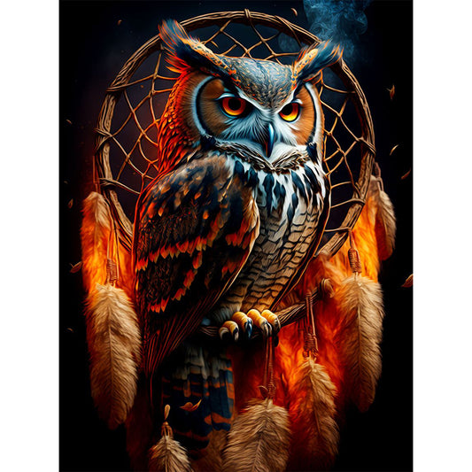 Owl Dream Catcher - Full Round Drill Diamond Painting 30*40CM