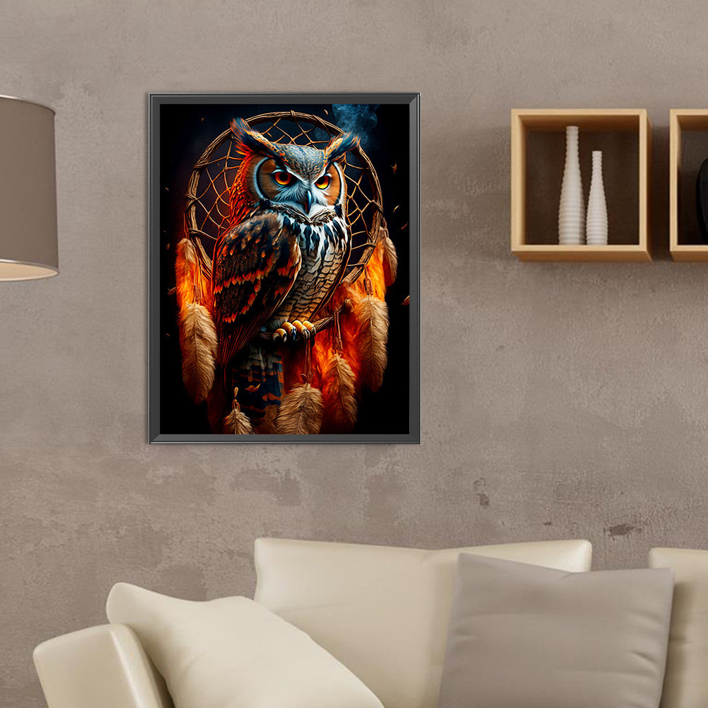 Owl Dream Catcher - Full Round Drill Diamond Painting 30*40CM
