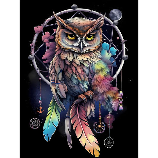 Owl Dream Catcher - Full Round Drill Diamond Painting 30*40CM