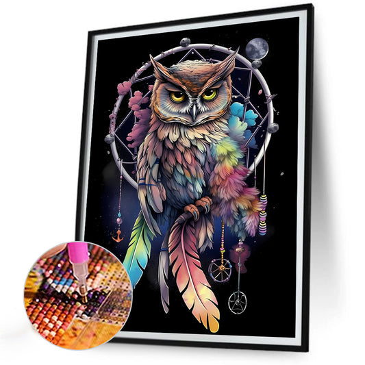 Owl Dream Catcher - Full Round Drill Diamond Painting 30*40CM