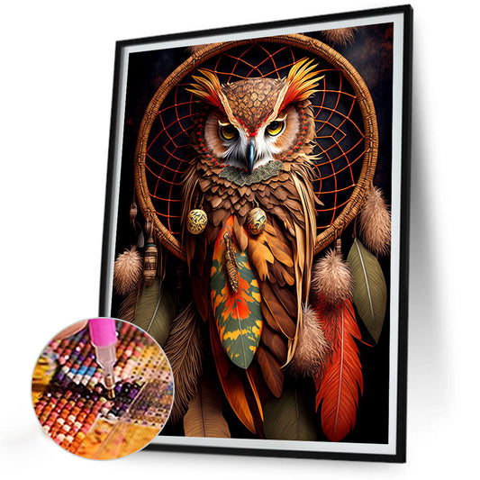 Owl Dream Catcher - Full Round Drill Diamond Painting 30*40CM