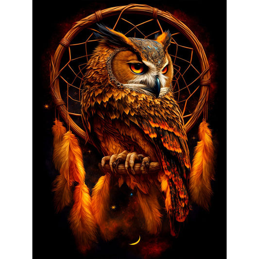 Owl Dream Catcher - Full Round Drill Diamond Painting 30*40CM