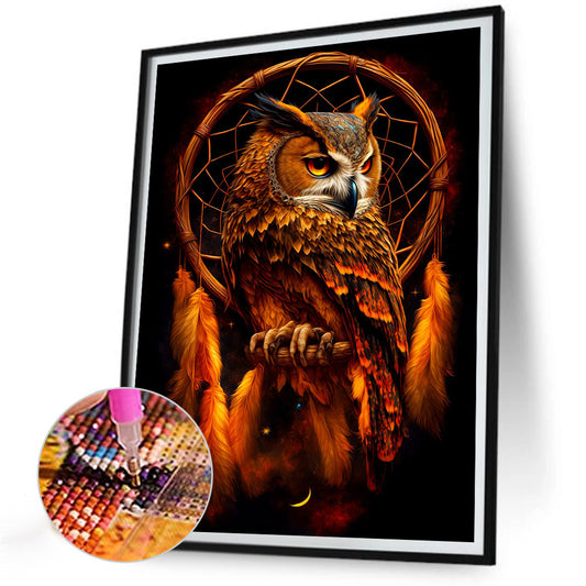 Owl Dream Catcher - Full Round Drill Diamond Painting 30*40CM