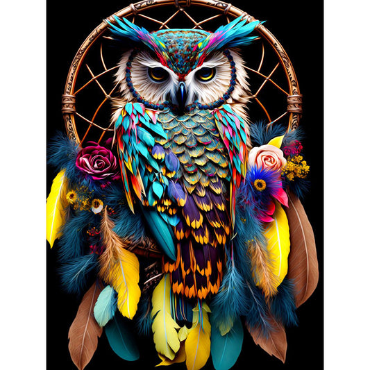 Owl Dream Catcher - Full Round Drill Diamond Painting 30*40CM
