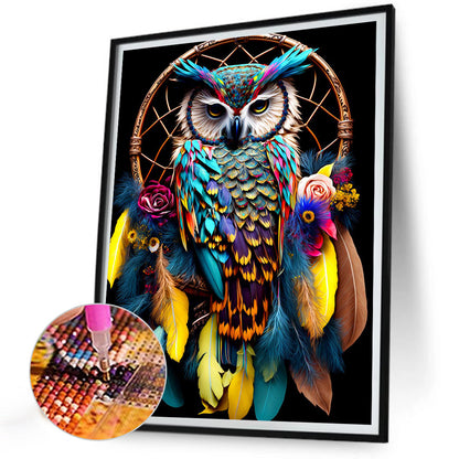 Owl Dream Catcher - Full Round Drill Diamond Painting 30*40CM