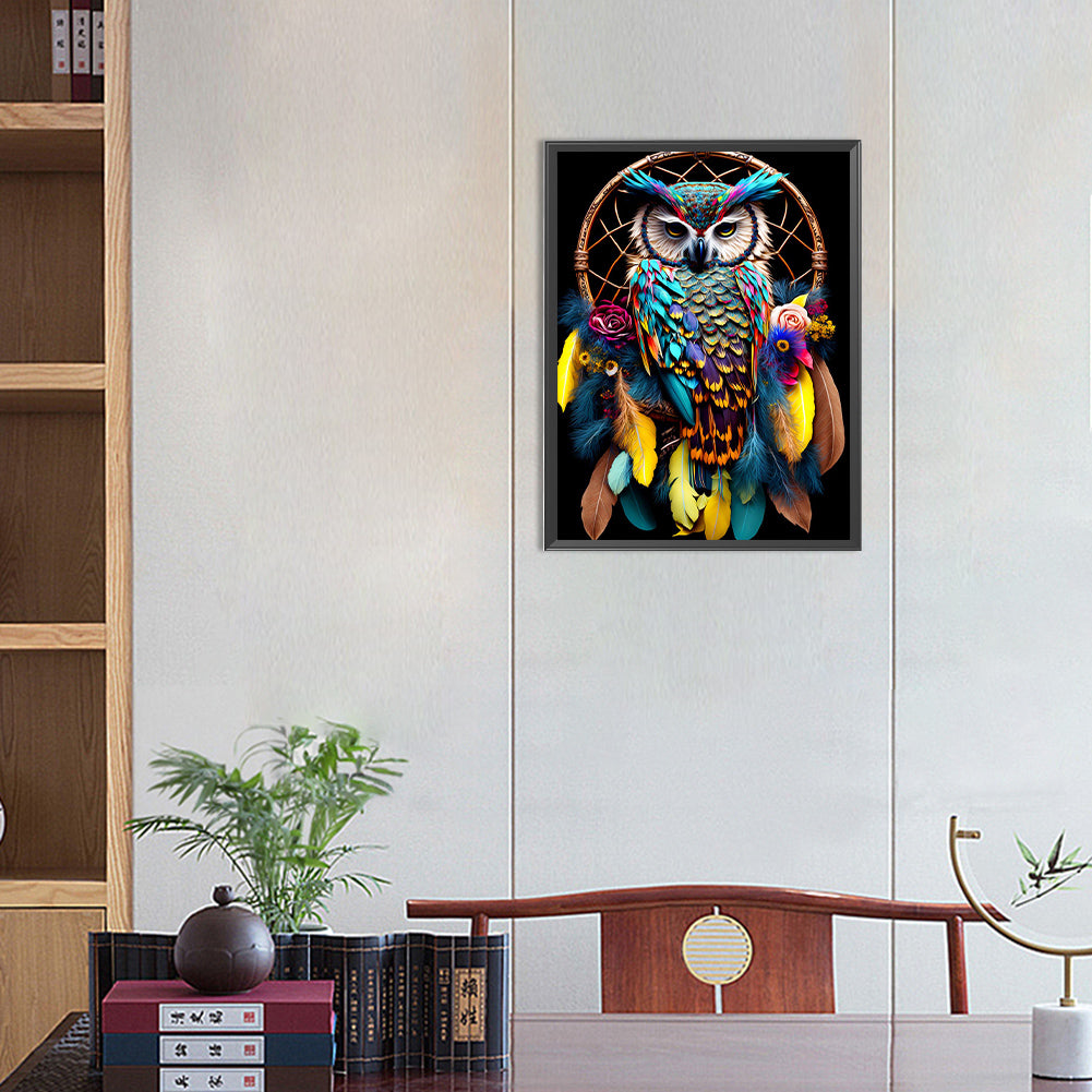 Owl Dream Catcher - Full Round Drill Diamond Painting 30*40CM