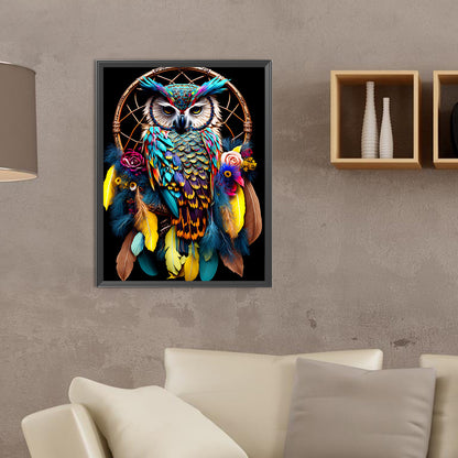 Owl Dream Catcher - Full Round Drill Diamond Painting 30*40CM