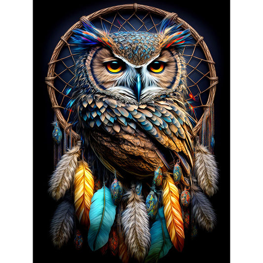 Owl Dream Catcher - Full Round Drill Diamond Painting 30*40CM