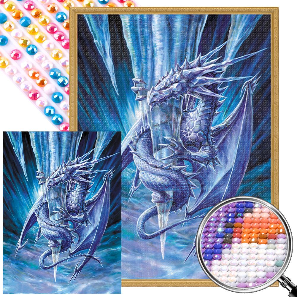 Dragon On Ice - Full AB Round Drill Diamond Painting 40*55CM