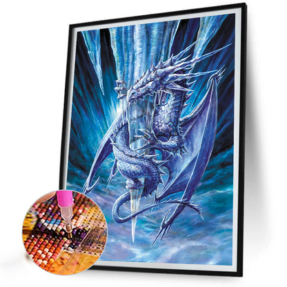 Dragon On Ice - Full AB Round Drill Diamond Painting 40*55CM