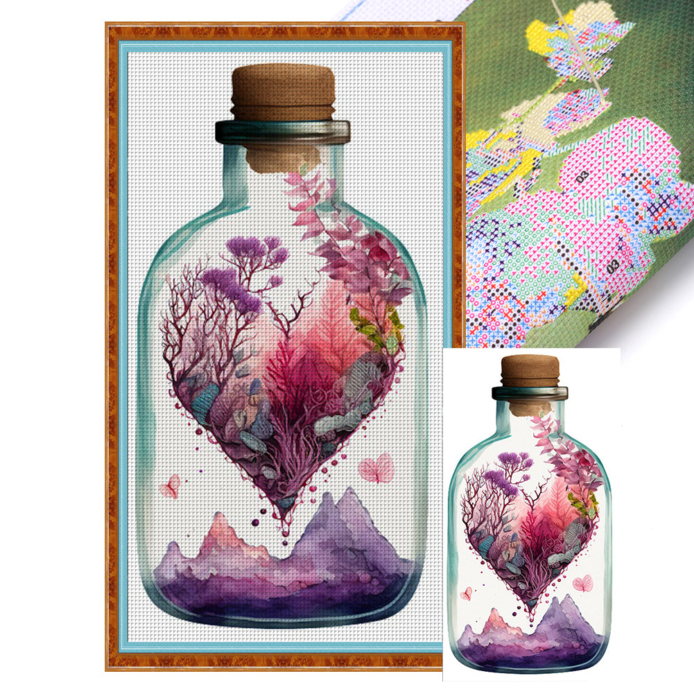 Love Flowers In Bottle - 11CT Stamped Cross Stitch 35*65CM