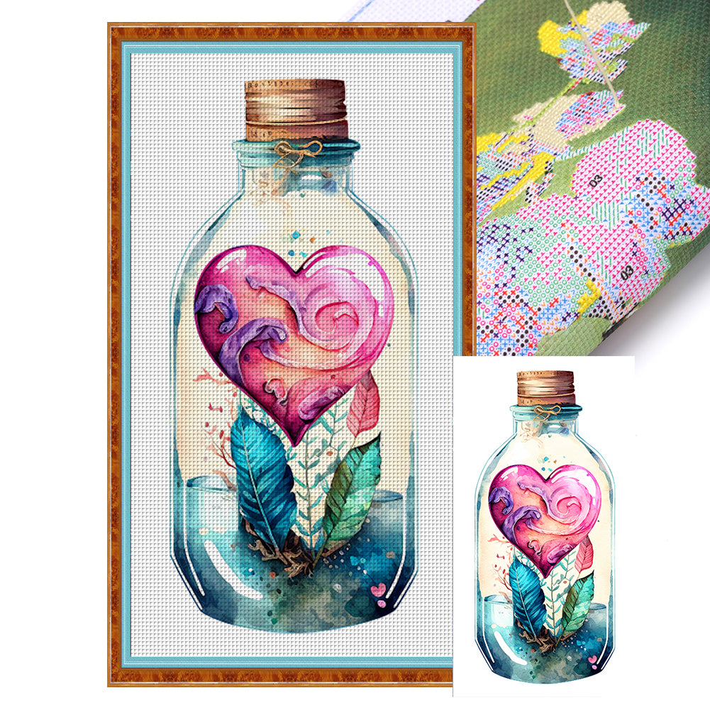 Love Flowers In Bottle - 11CT Stamped Cross Stitch 35*65CM