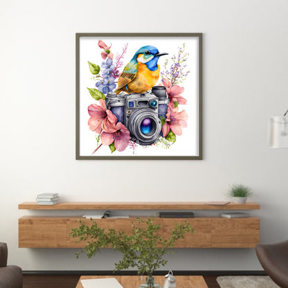 Camera Flowers Bird - 11CT Stamped Cross Stitch 50*50CM