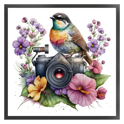 Camera Flowers Bird - 11CT Stamped Cross Stitch 50*50CM