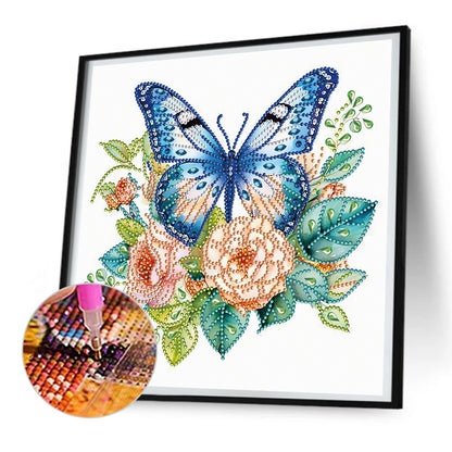 Blue Butterfly - Special Shaped Drill Diamond Painting 30*30CM