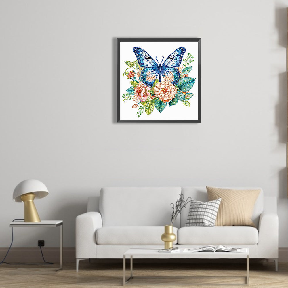 Blue Butterfly - Special Shaped Drill Diamond Painting 30*30CM