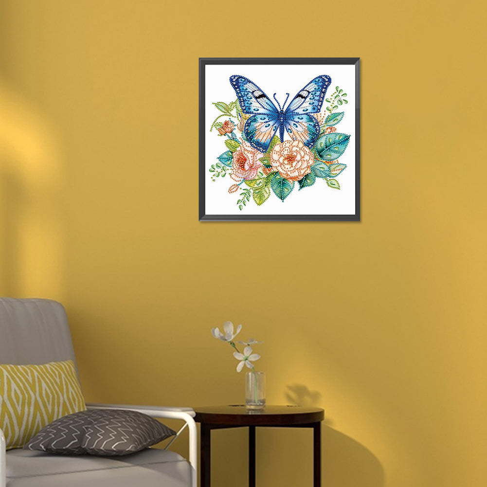 Blue Butterfly - Special Shaped Drill Diamond Painting 30*30CM