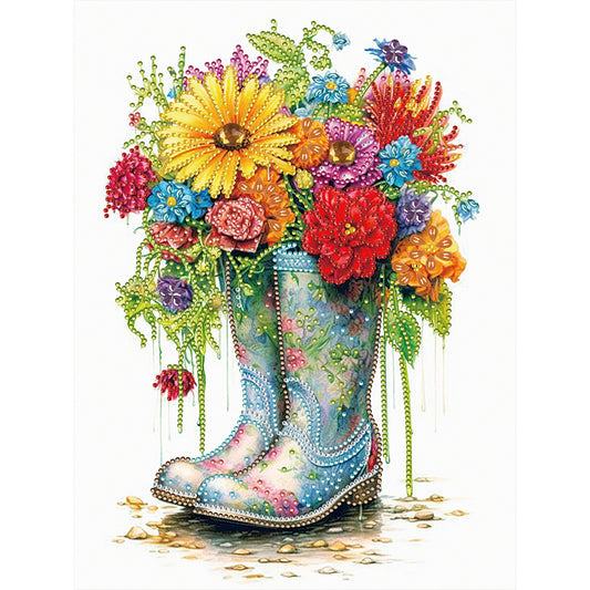 Boots And Flowers -  Special Shaped Drill Diamond Painting 30*30CM