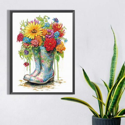 Boots And Flowers -  Special Shaped Drill Diamond Painting 30*30CM