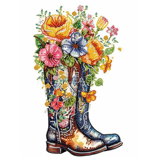 Boots And Flowers -  Special Shaped Drill Diamond Painting 30*30CM