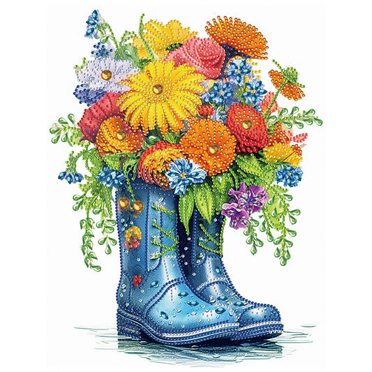 Boots And Flowers -  Special Shaped Drill Diamond Painting 30*30CM