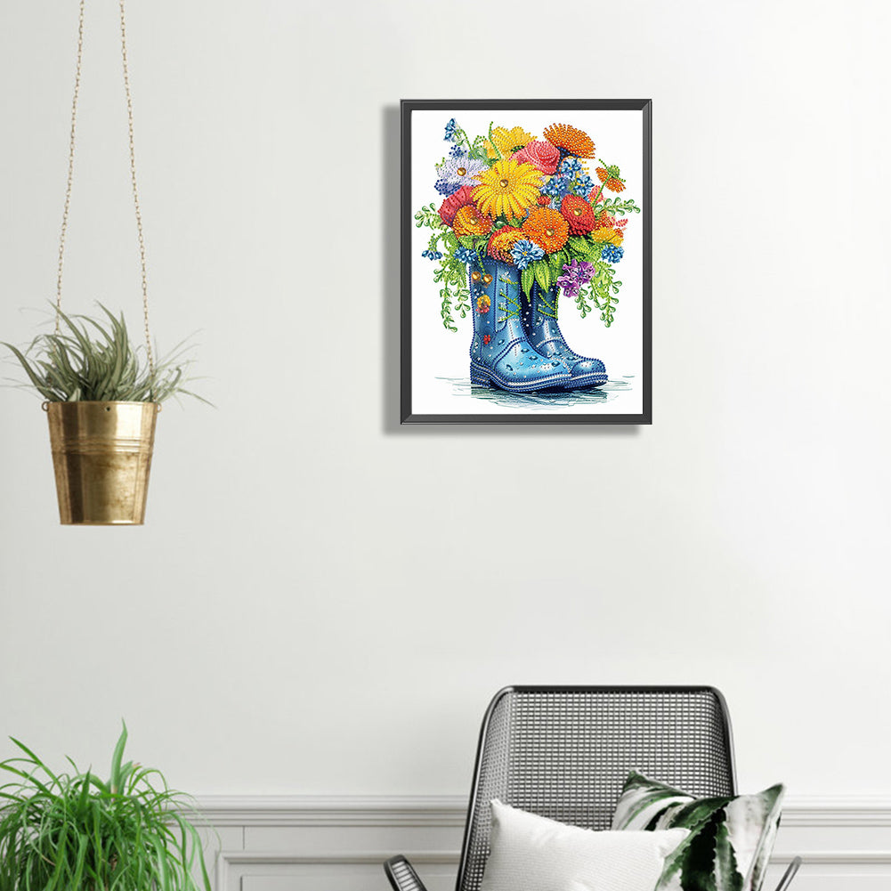 Boots And Flowers -  Special Shaped Drill Diamond Painting 30*30CM