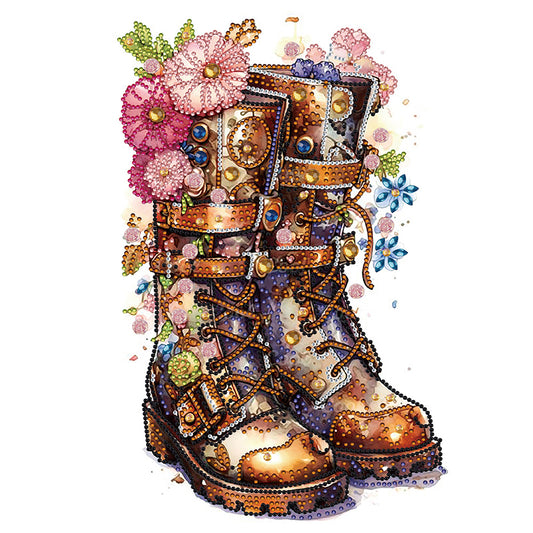 Boots And Flowers -  Special Shaped Drill Diamond Painting 30*30CM