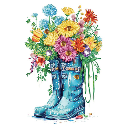 Boots And Flowers -  Special Shaped Drill Diamond Painting 30*30CM