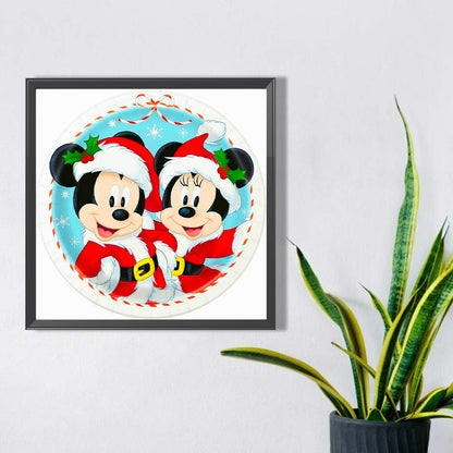 Christmas Mickey And Minnie - Full AB Square Drill Diamond Painting 30*30CM