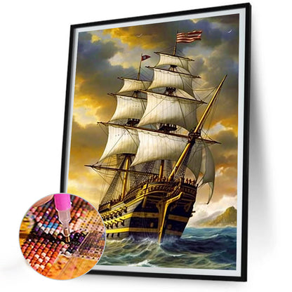 Sailing Boat - Full Round Drill Diamond Painting 30*40CM