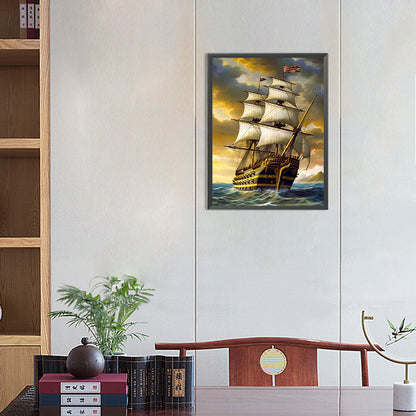 Sailing Boat - Full Round Drill Diamond Painting 30*40CM