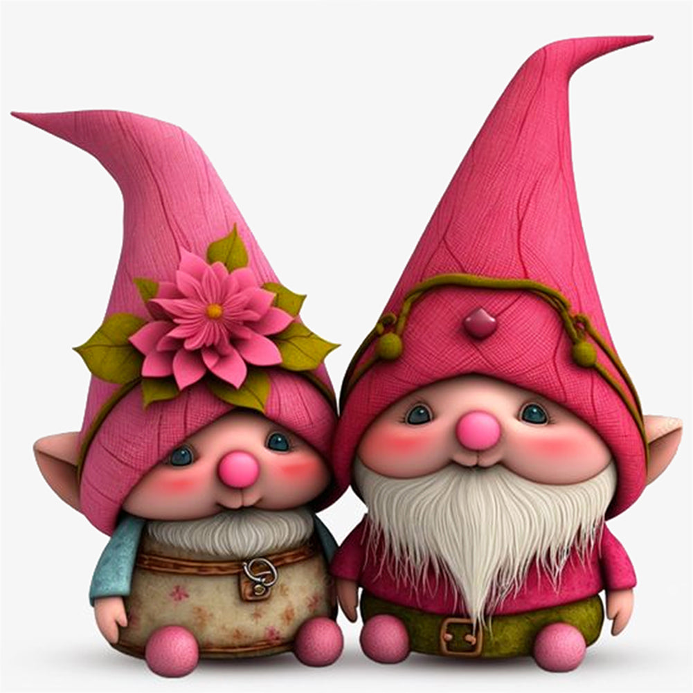 Pink Gnome - Full Round Drill Diamond Painting 30*30CM
