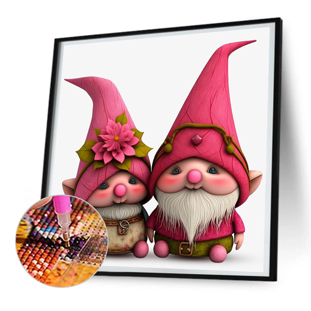 Pink Gnome - Full Round Drill Diamond Painting 30*30CM