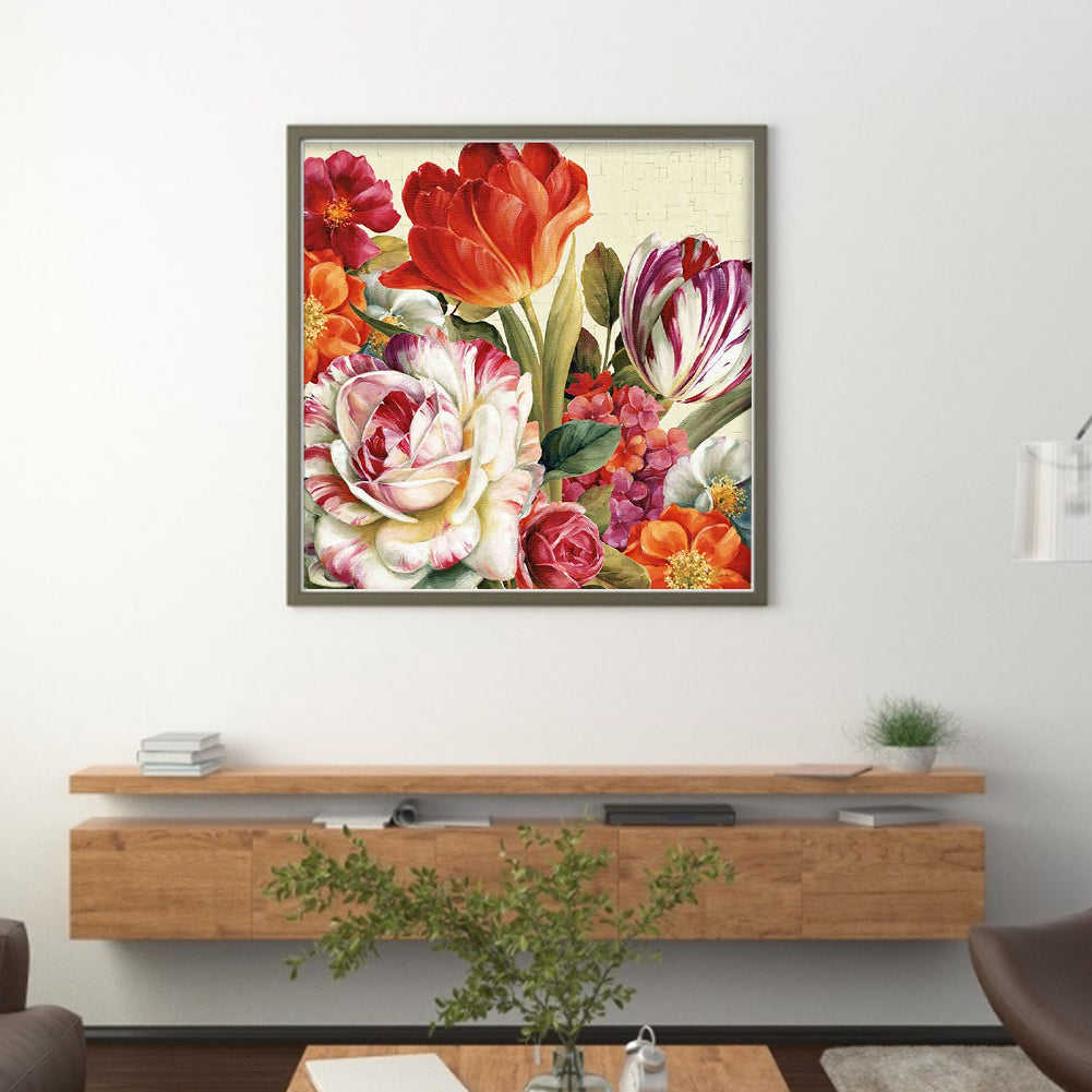 Peonies And Tulips - 11CT Stamped Cross Stitch 40*60CM