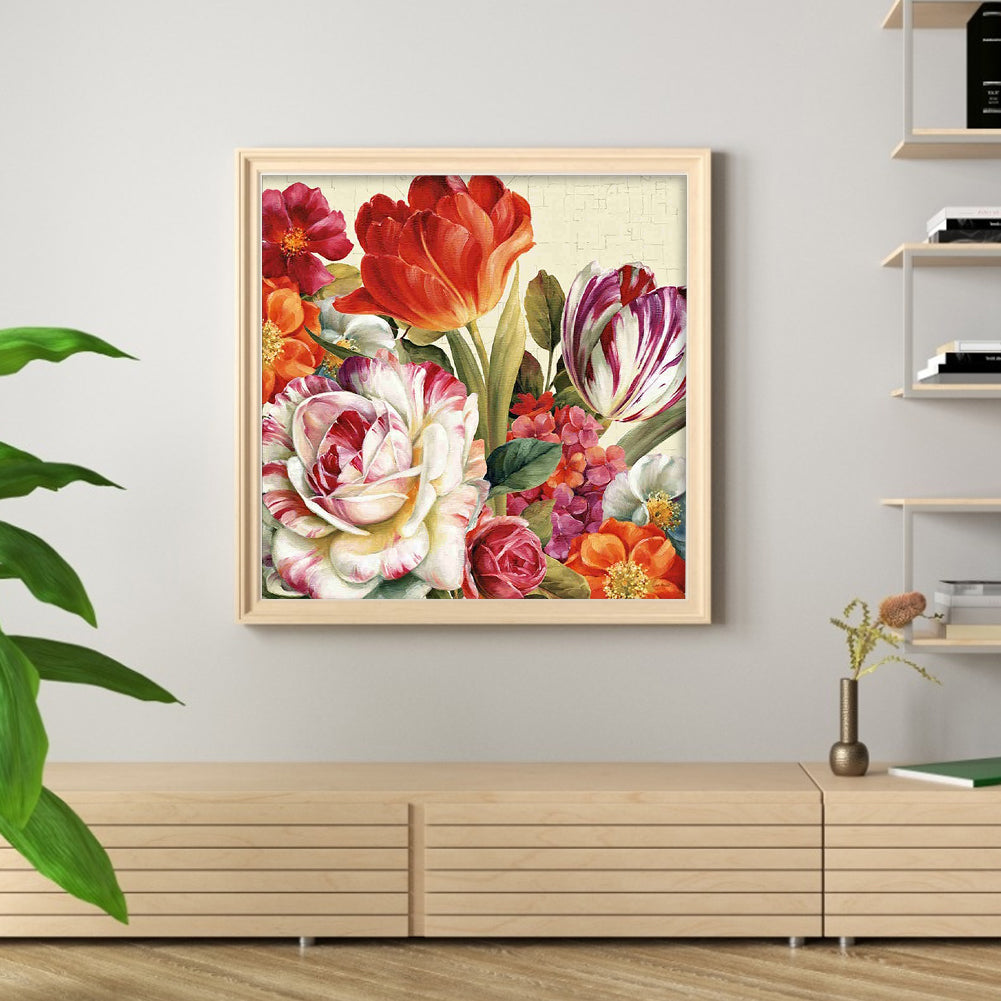 Peonies And Tulips - 11CT Stamped Cross Stitch 40*60CM