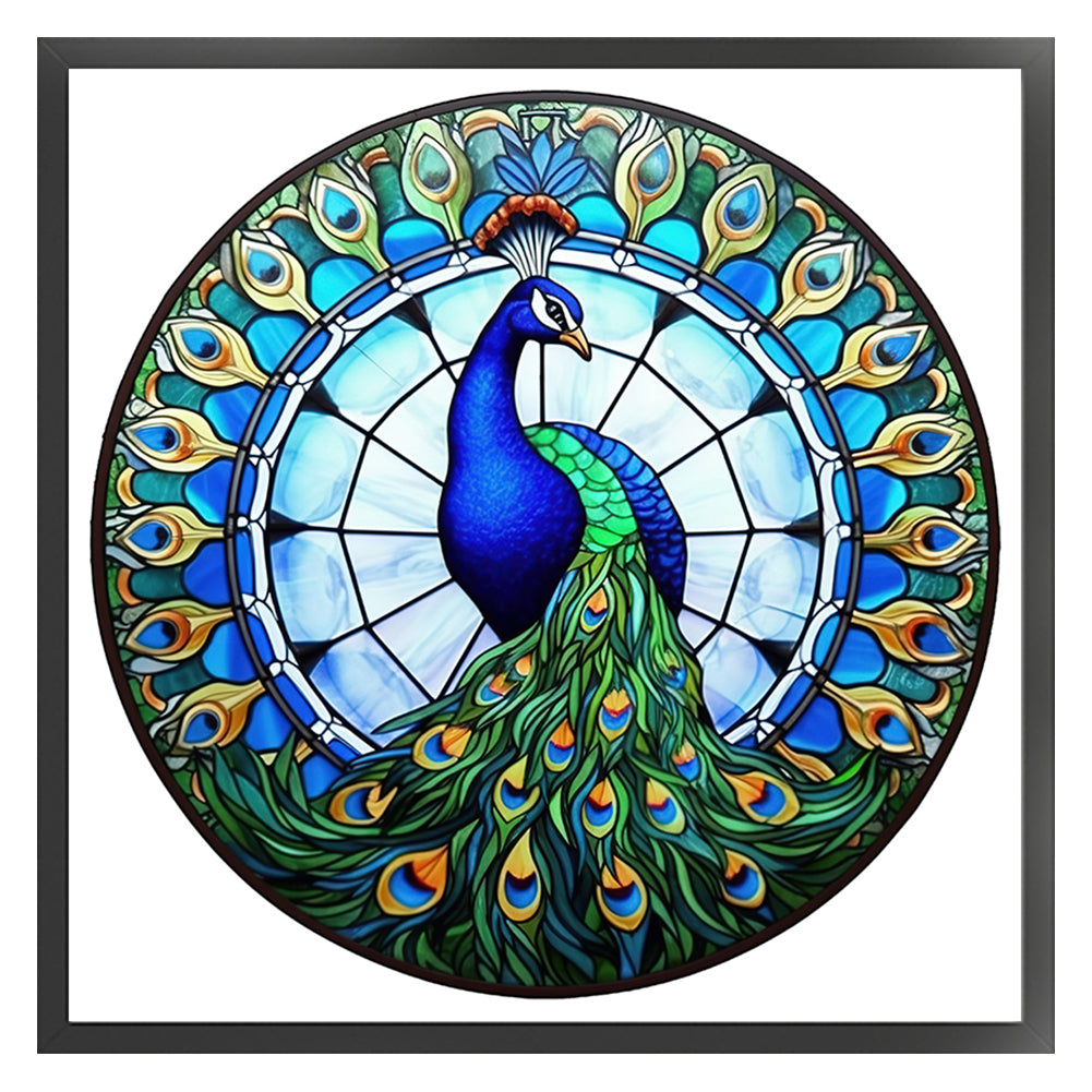 Glass Painting-Peacock - 18CT Counted Cross Stitch 20*20CM