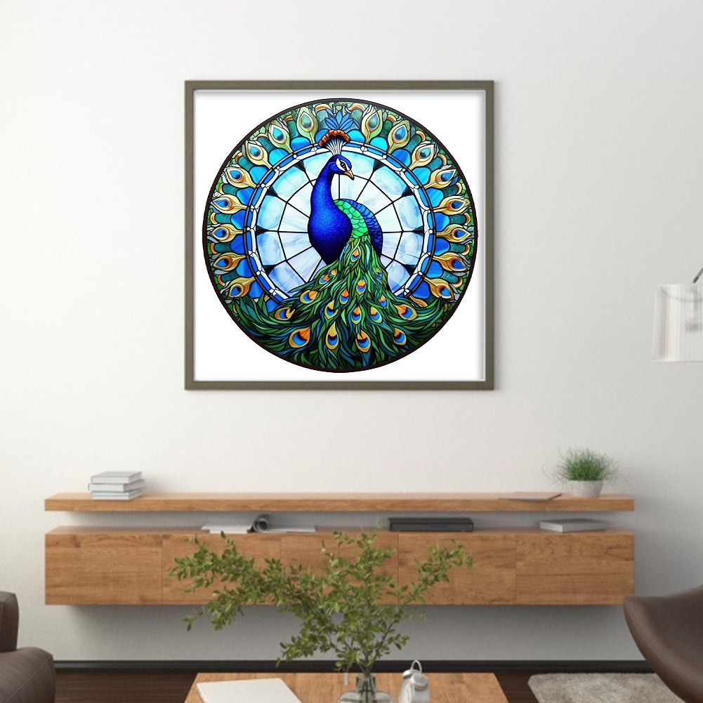 Glass Painting-Peacock - 18CT Counted Cross Stitch 20*20CM