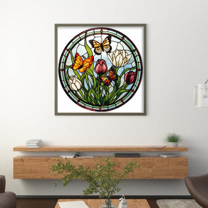 Glass Painting-Butterfly - 18CT Counted Cross Stitch 20*20CM