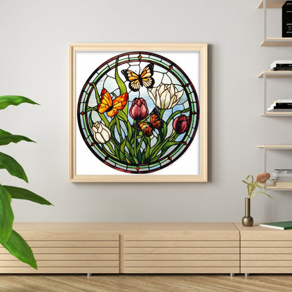 Glass Painting-Butterfly - 18CT Counted Cross Stitch 20*20CM