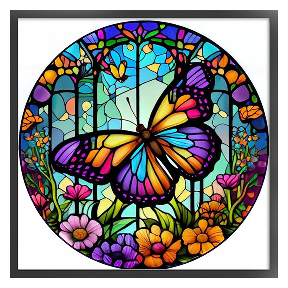 Glass Painting-Butterfly - 18CT Counted Cross Stitch 20*20CM
