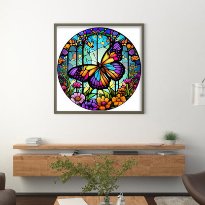 Glass Painting-Butterfly - 18CT Counted Cross Stitch 20*20CM