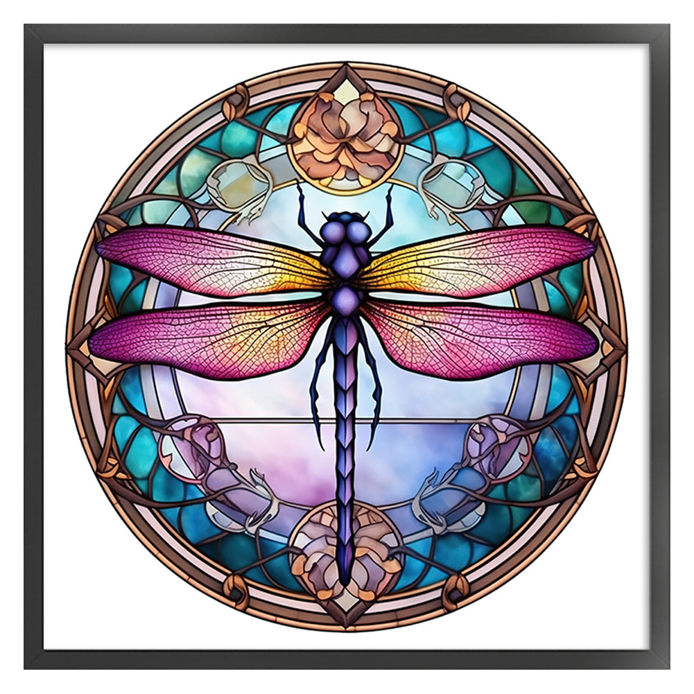 Glass Painting-Dragonfly - 18CT Counted Cross Stitch 20*20CM