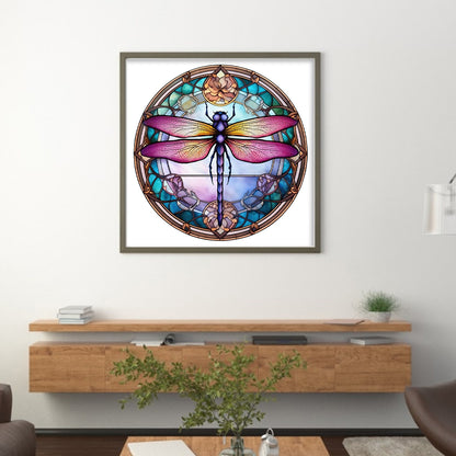 Glass Painting-Dragonfly - 18CT Counted Cross Stitch 20*20CM