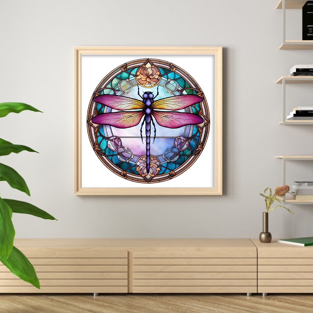 Glass Painting-Dragonfly - 18CT Counted Cross Stitch 20*20CM