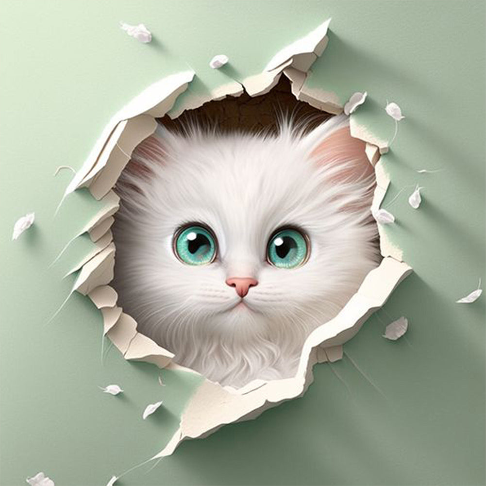 Kitten In The Wall - Full AB Square Drill Diamond Painting 40*40CM