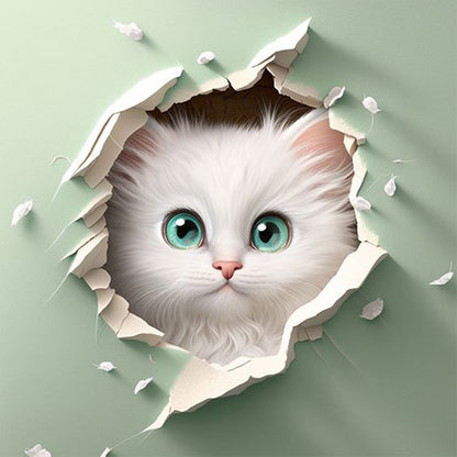 Kitten In The Wall - Full AB Square Drill Diamond Painting 40*40CM