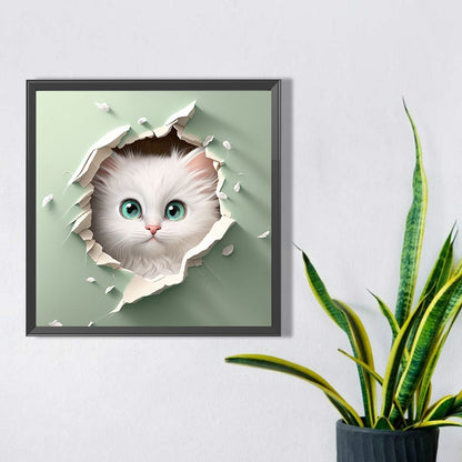 Kitten In The Wall - Full AB Square Drill Diamond Painting 40*40CM