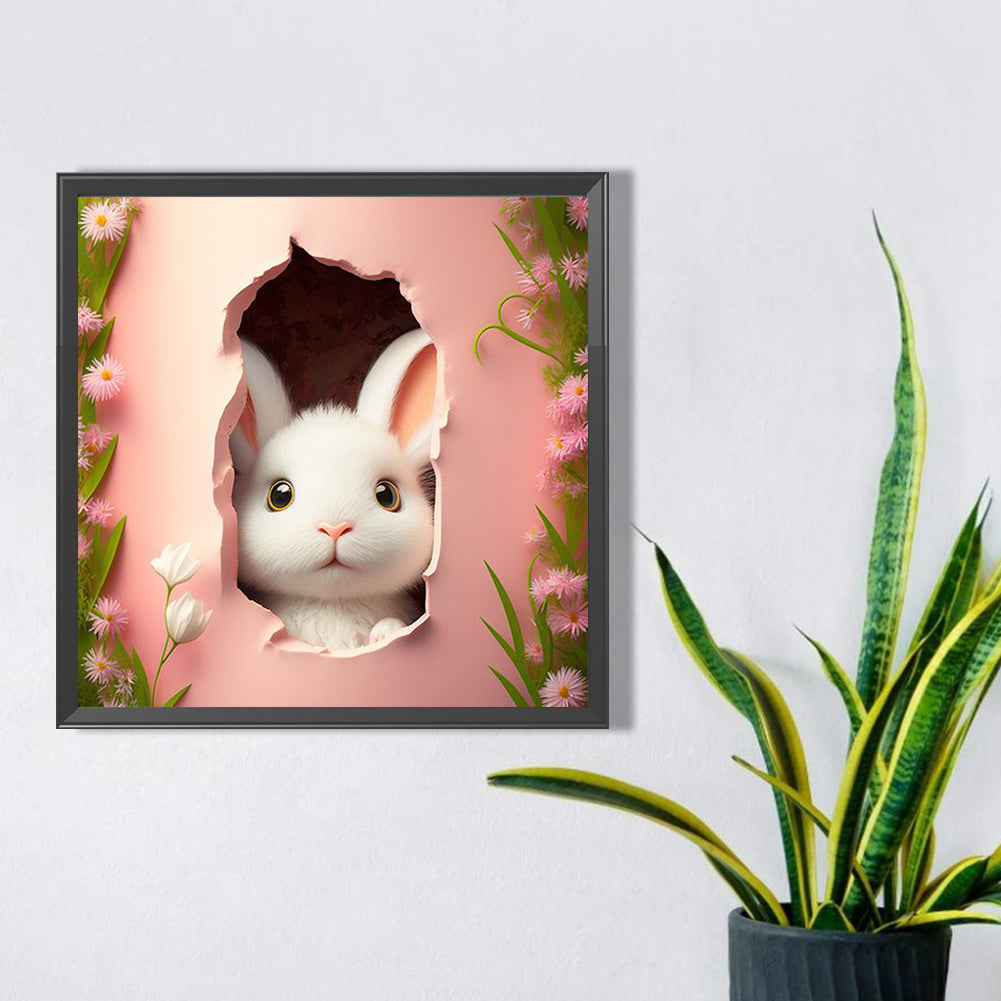 Bunny In The Wall - Full AB Square Drill Diamond Painting 40*40CM